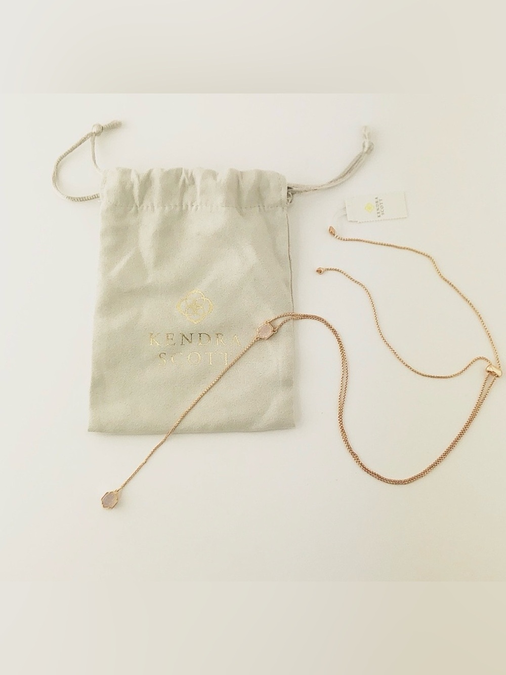 Kendra Scott Rose Gold Y Necklace with Clear Crystals